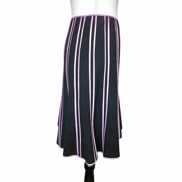 INC Black & Pink Striped A-Line Skirt International Concepts Size 10 - Picture 2 of 3